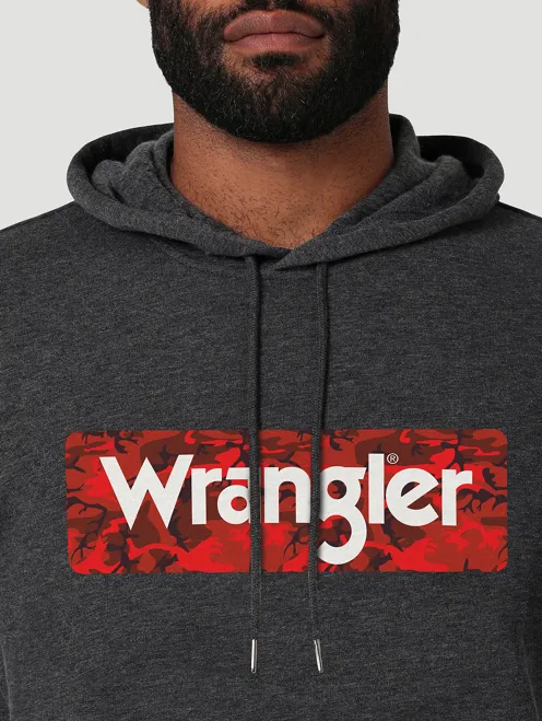 112336423 - Wrangler Men’s Camo Logo Hoodie - Caviar Heather