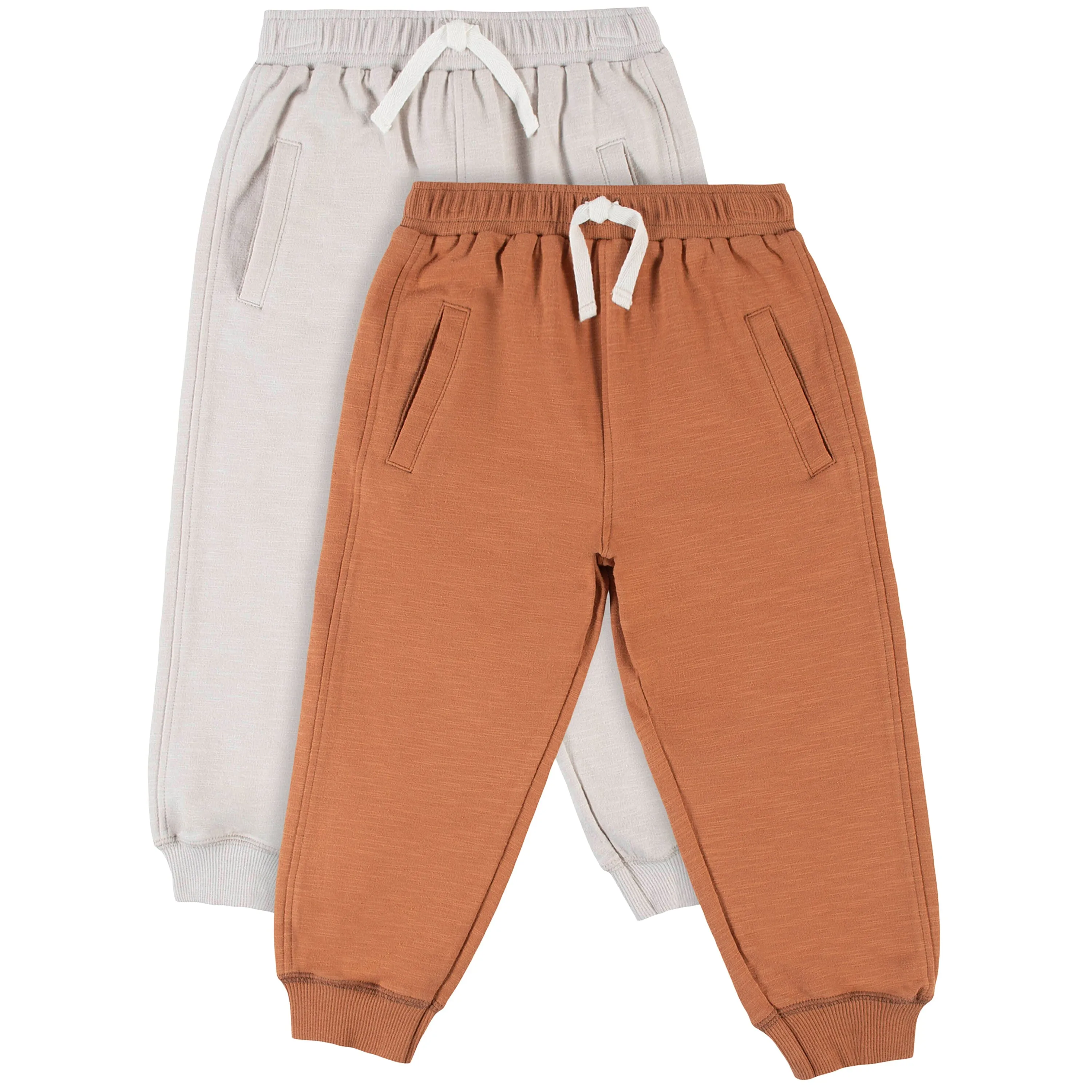 2-Pack Infant & Toddler Boys Orange & Beige Pocketed Joggers