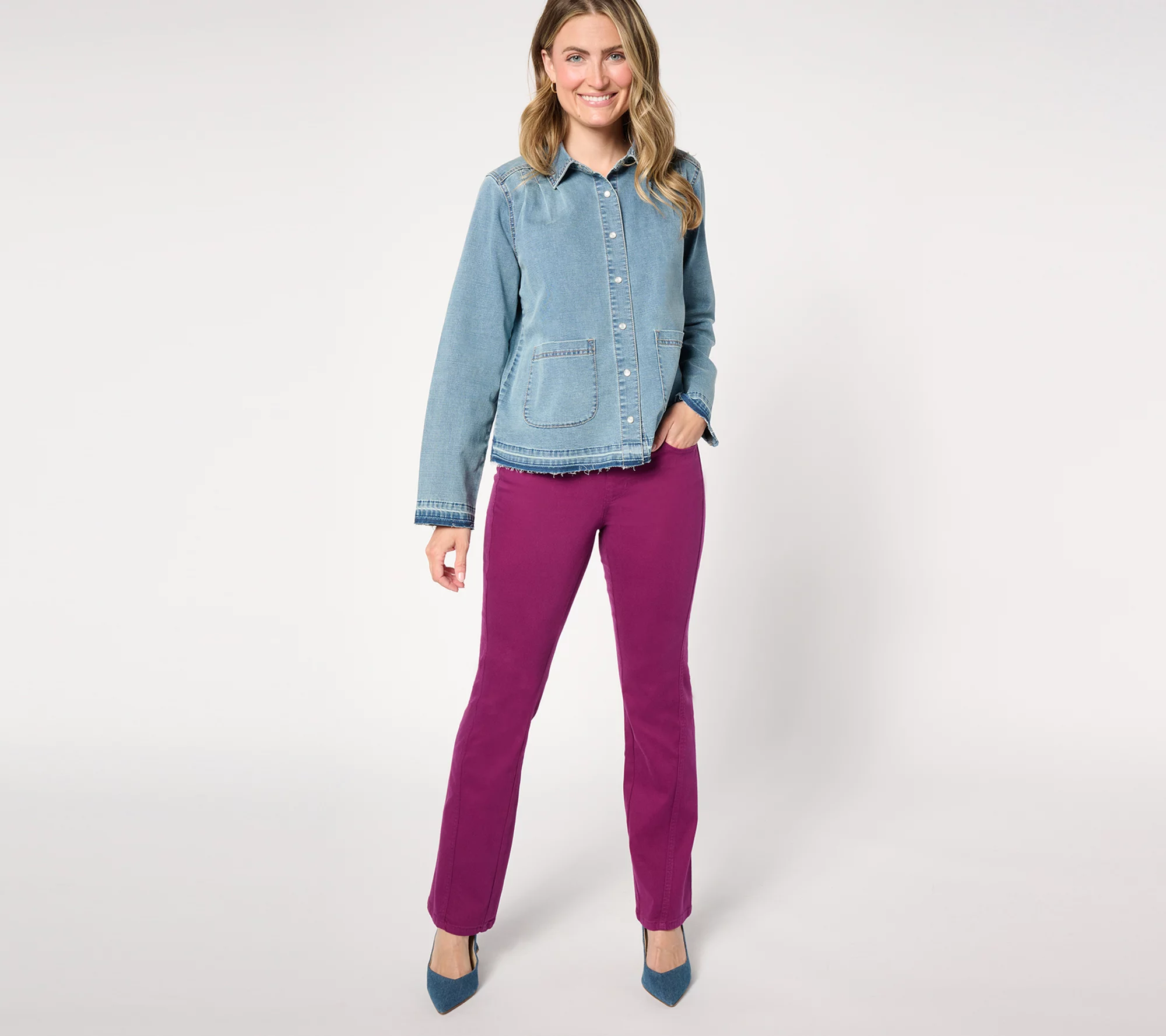 "As Is" Belle by Kim Gravel Pet Primabelle Twill Forward Boot Cut Jean