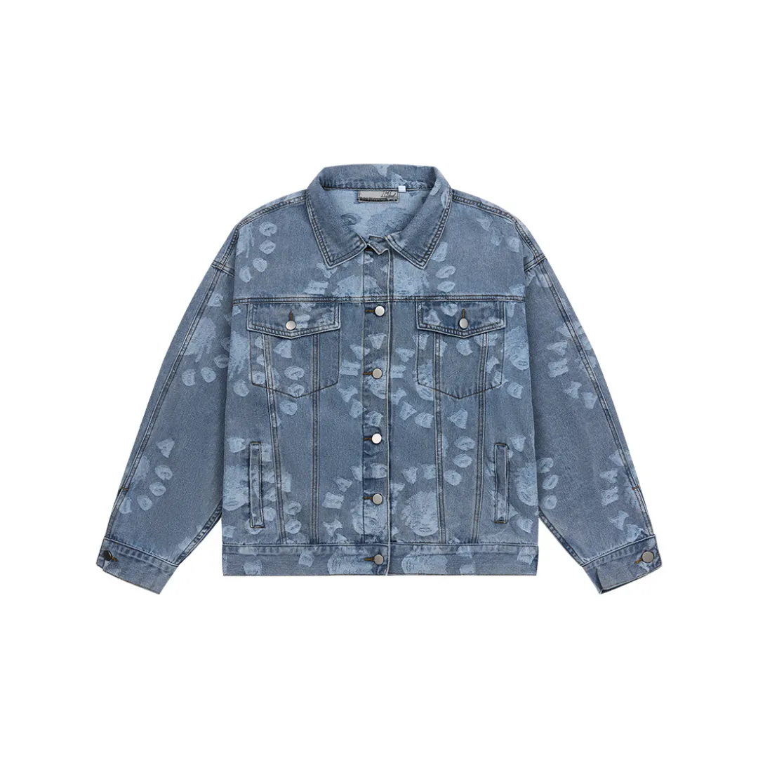 3D Circles All Over Denim Jacket