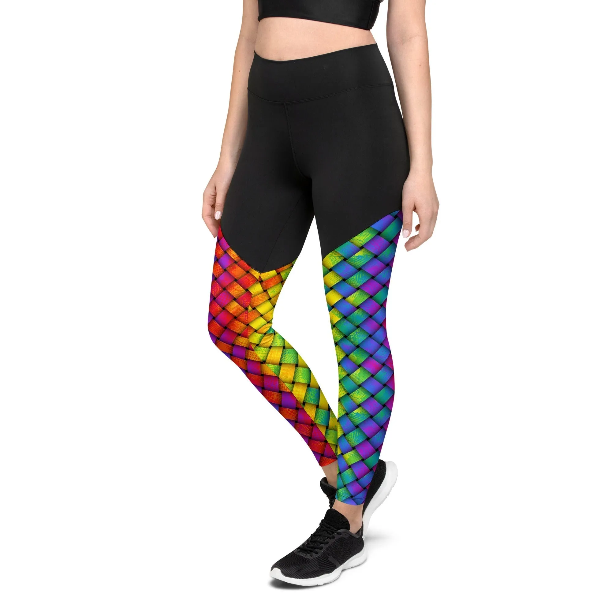 3D Rainbow Pattern Compression Leggings