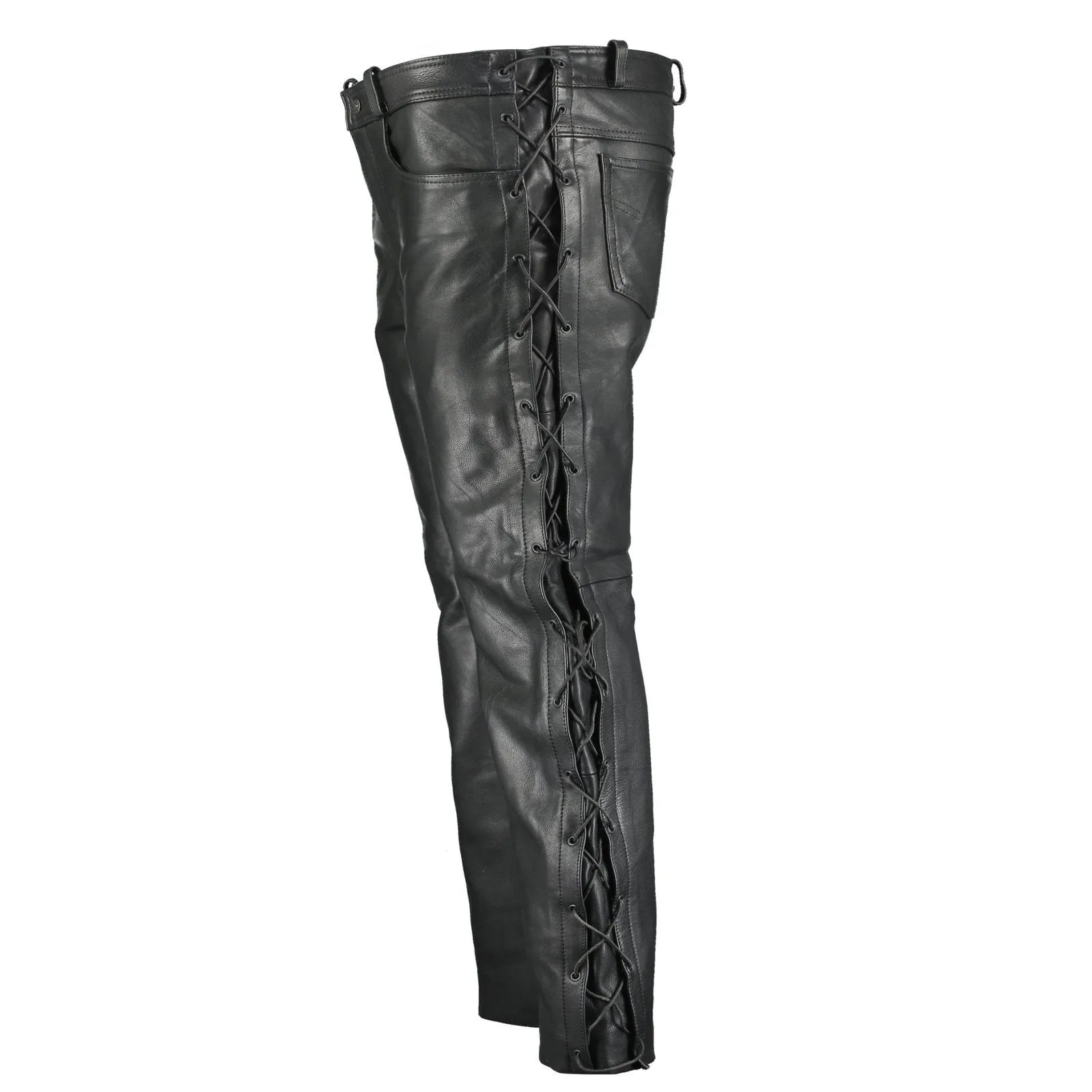 502 Jean Style Leather Pants Trousers with Side Laces