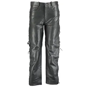 502 Jean Style Leather Pants Trousers with Side Laces