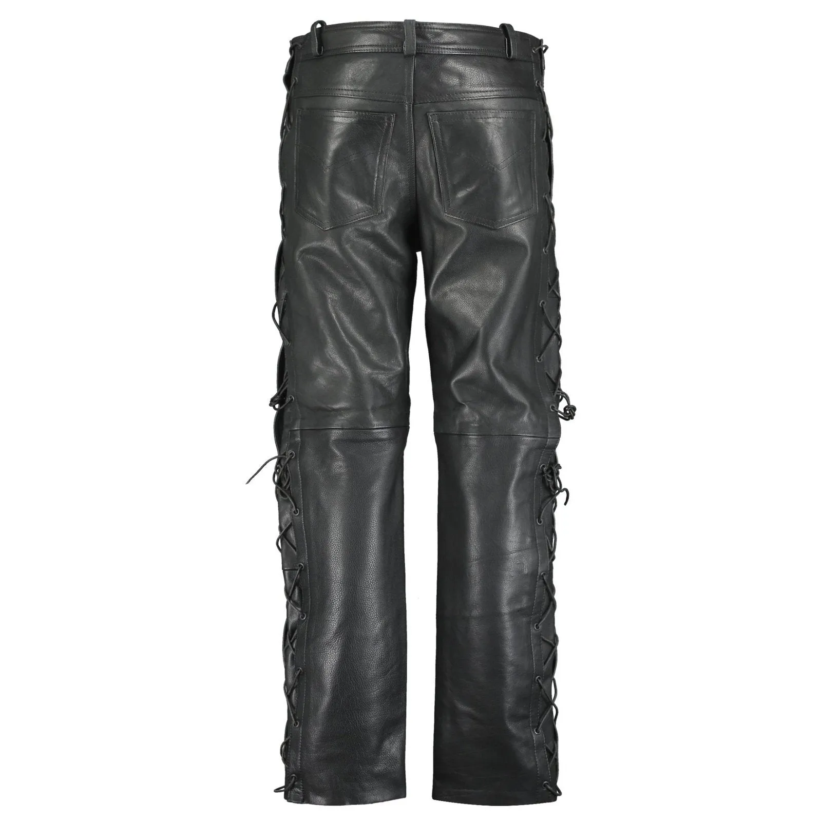 502 Jean Style Leather Pants Trousers with Side Laces