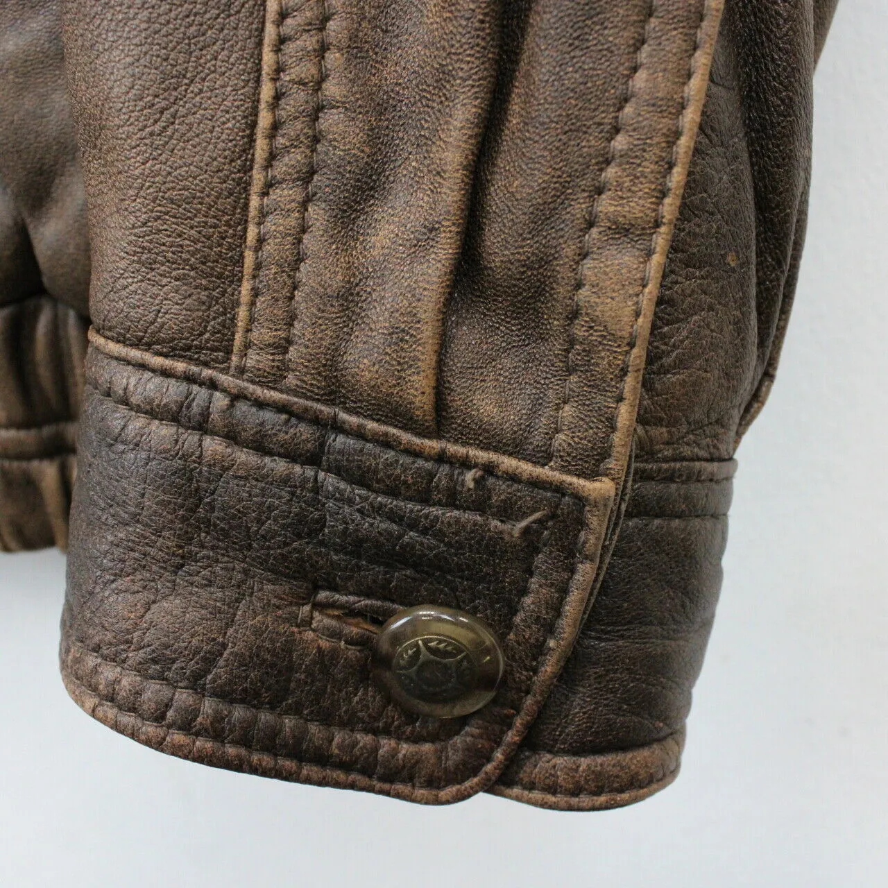 90s Leather Aviator Jacket Brown | Large