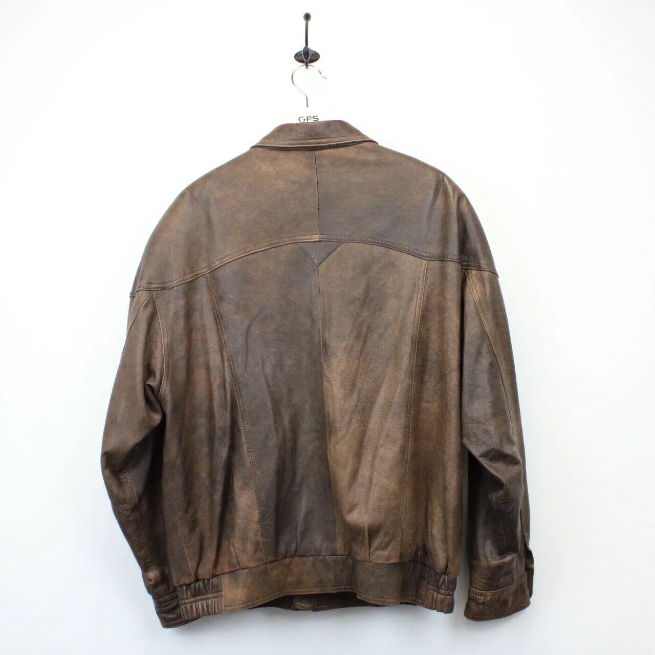 90s Leather Aviator Jacket Brown | Large