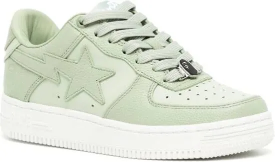 A BATHING APE logo-patch leather sneakers Green