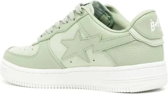 A BATHING APE logo-patch leather sneakers Green