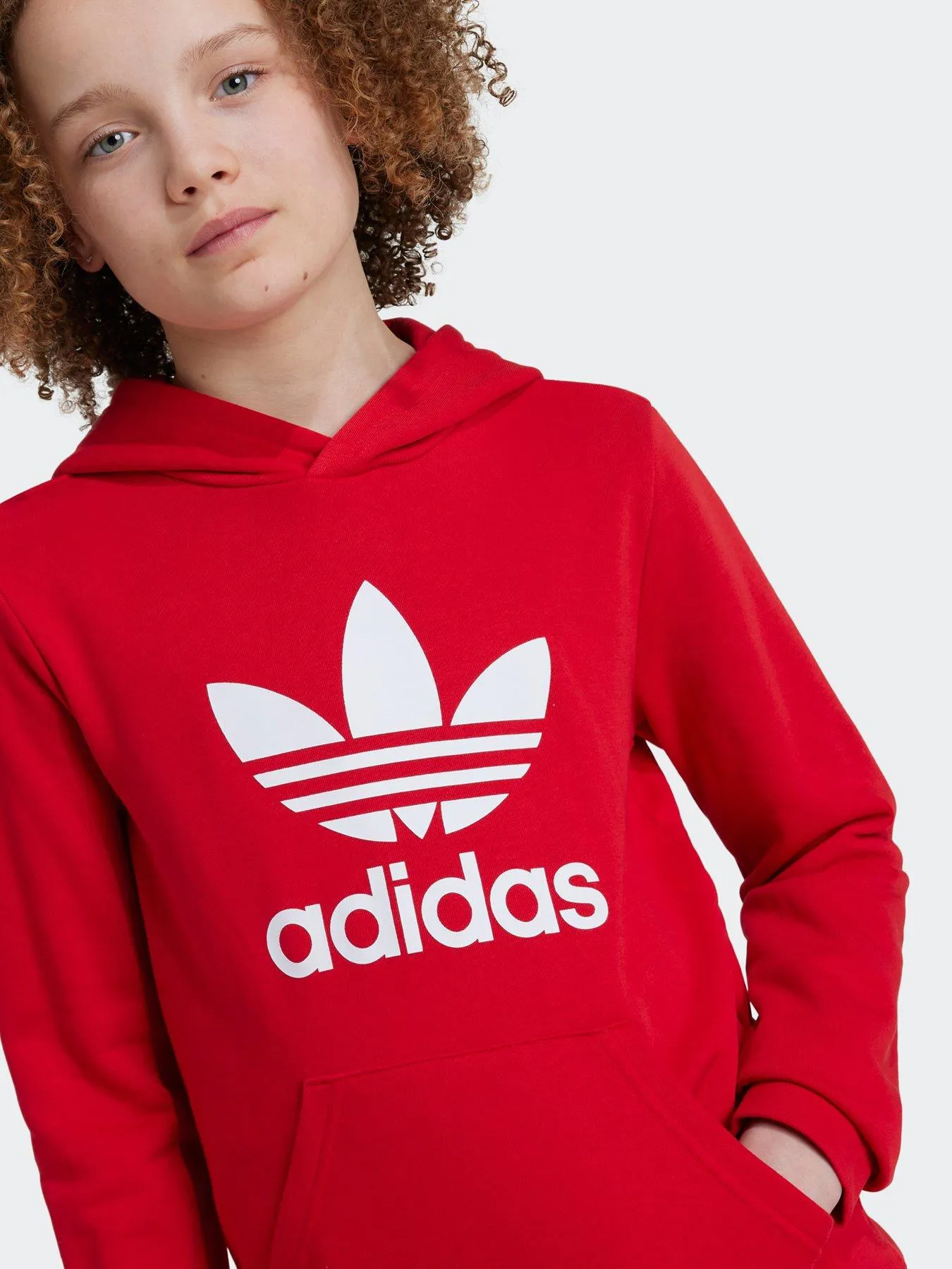 adidas Originals Older Unisex Trefoil Hoodie - Dark Red