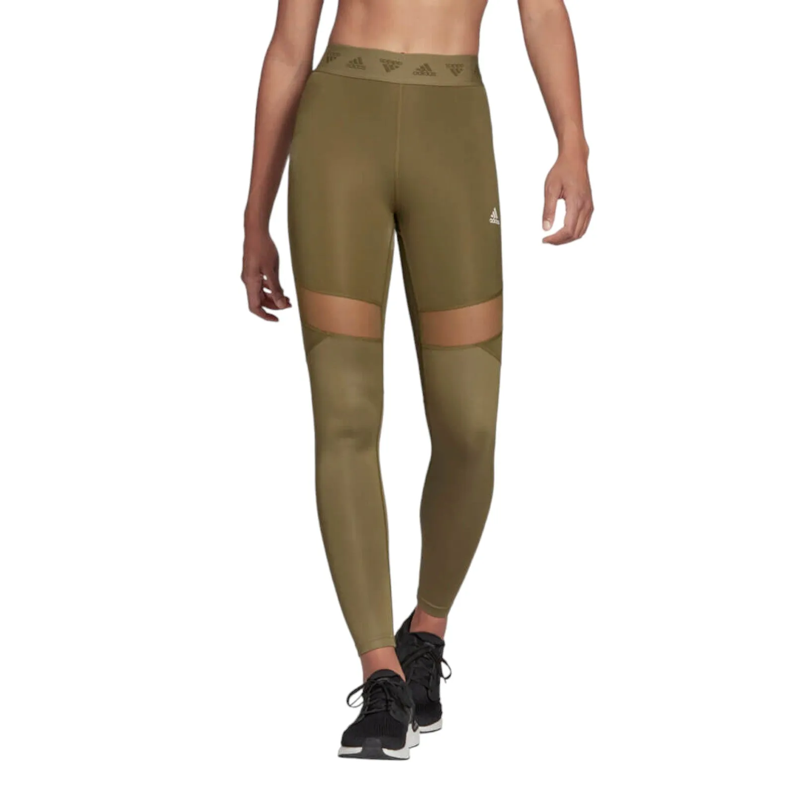 adidas Womens Hyperglam High-Rise Long Leggings - Green