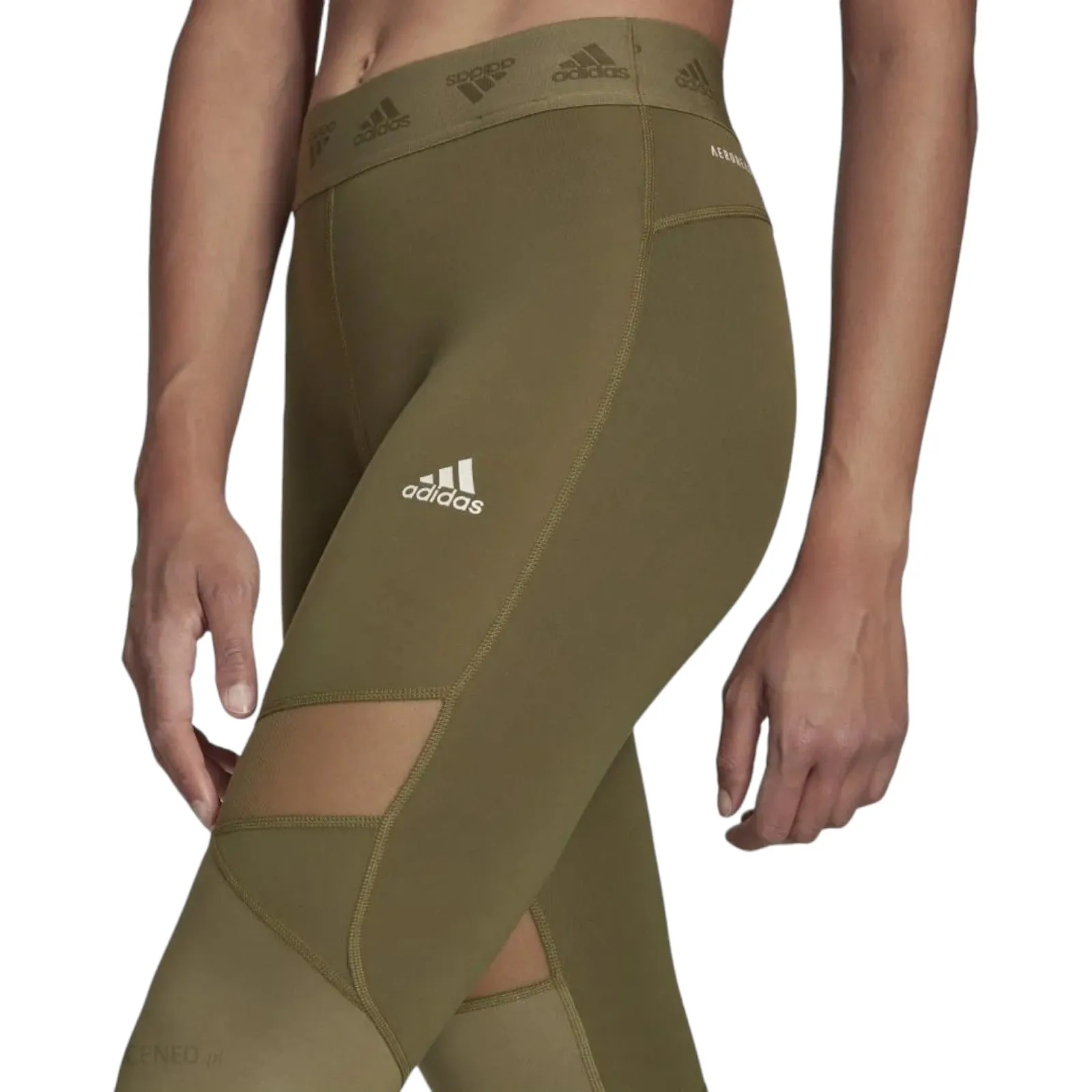 adidas Womens Hyperglam High-Rise Long Leggings - Green