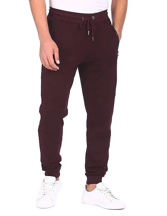 Aeropostale Men Wine Elasticized Drawstring Waist Solid Joggers