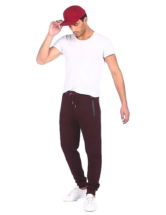 Aeropostale Men Wine Elasticized Drawstring Waist Solid Joggers