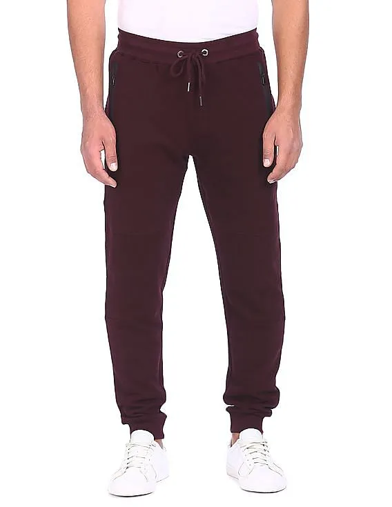 Aeropostale Men Wine Elasticized Drawstring Waist Solid Joggers