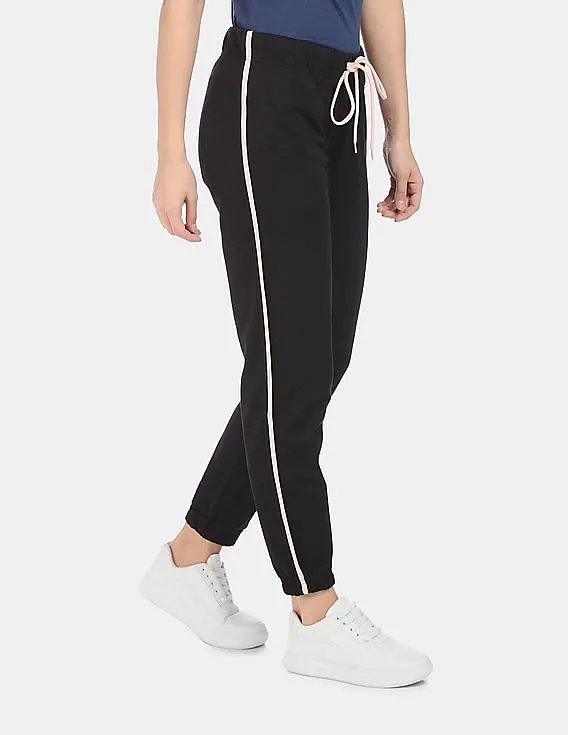 Aeropostale Women Black Mid Rise Brand Printed Joggers