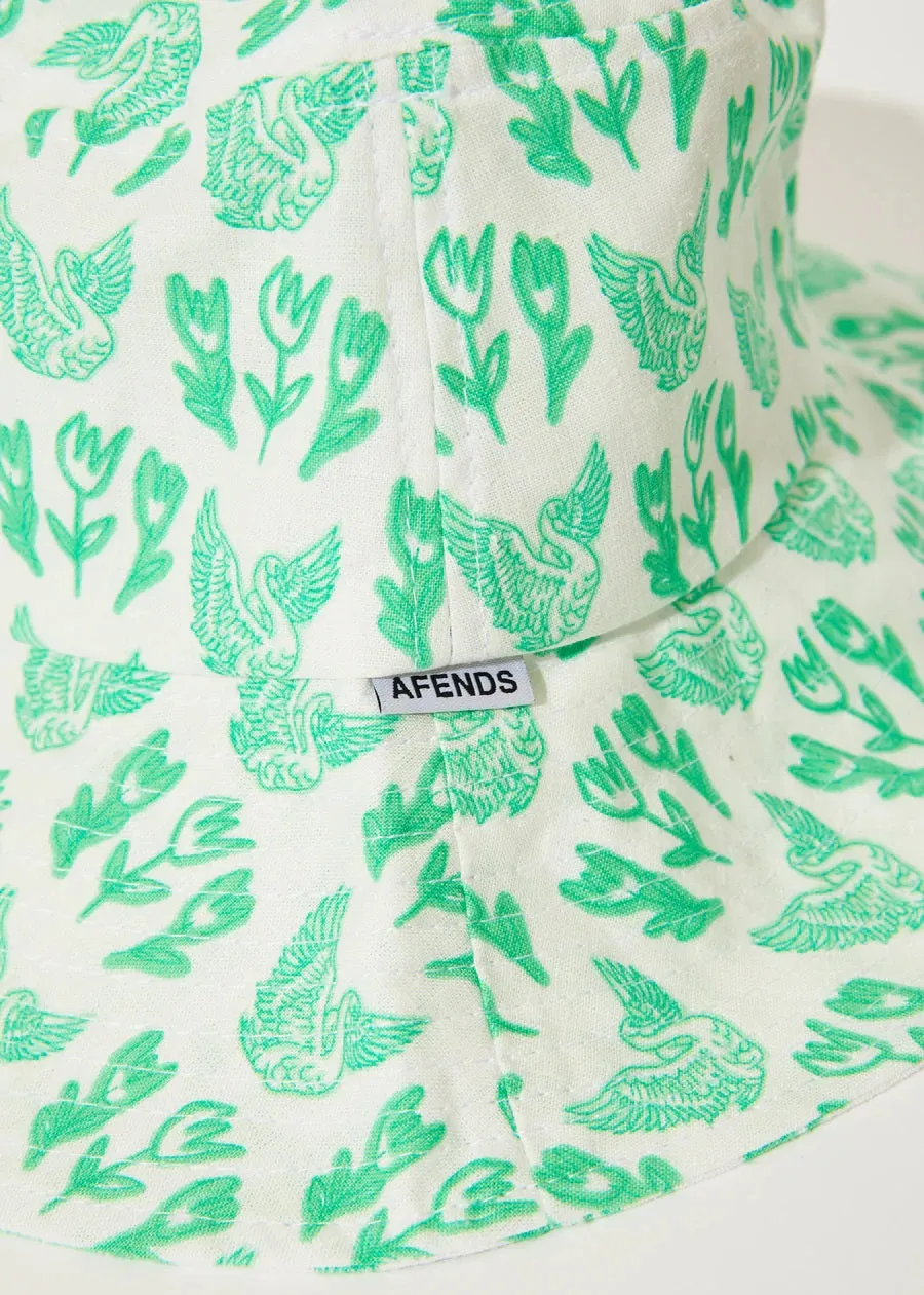 AFENDS Swan - Hemp Bucket Hat - Lime Green