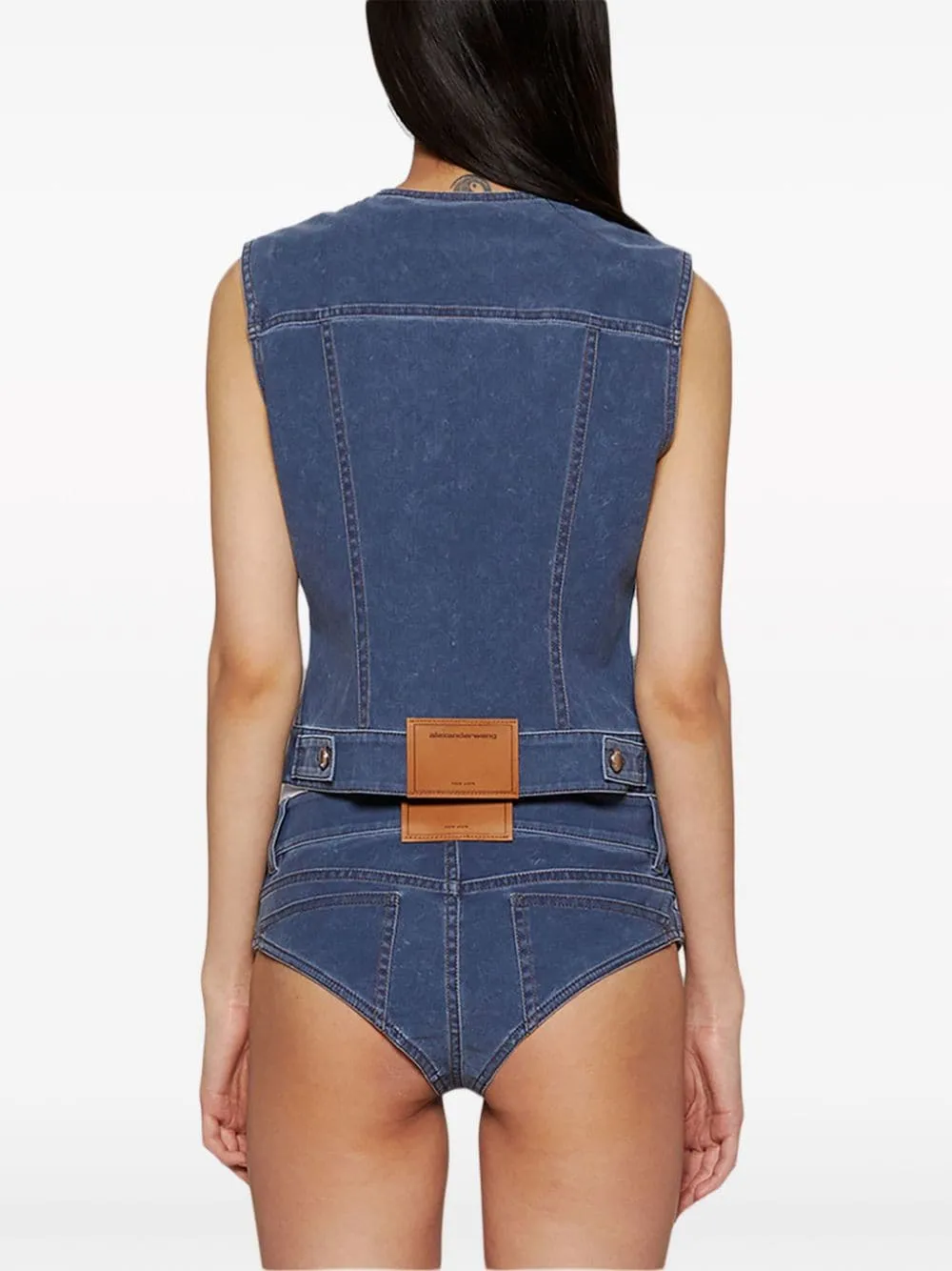 ALEXANDER WANG - Women Trompe Loeil Denim Fitted Vest