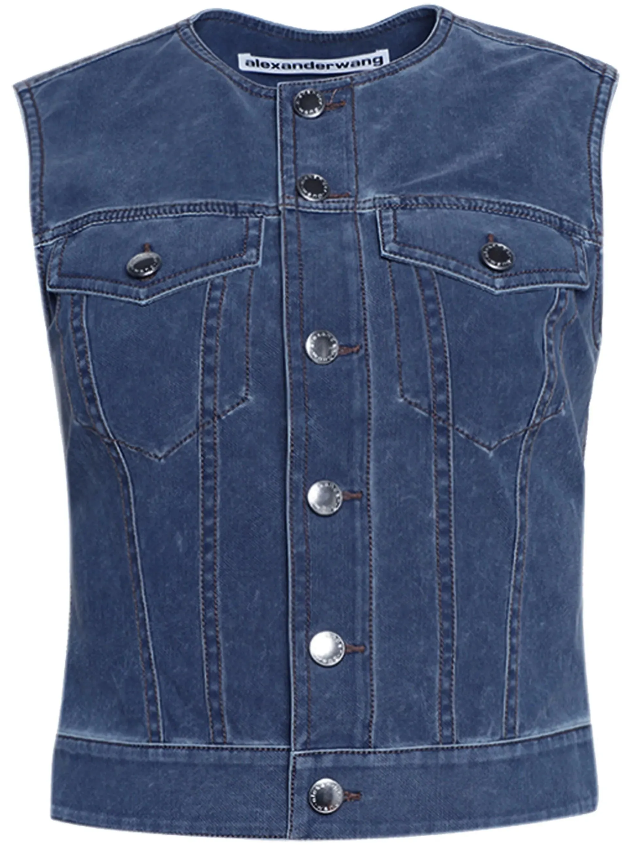 ALEXANDER WANG - Women Trompe Loeil Denim Fitted Vest