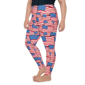 American Flag Pattern Plus Size Leggings