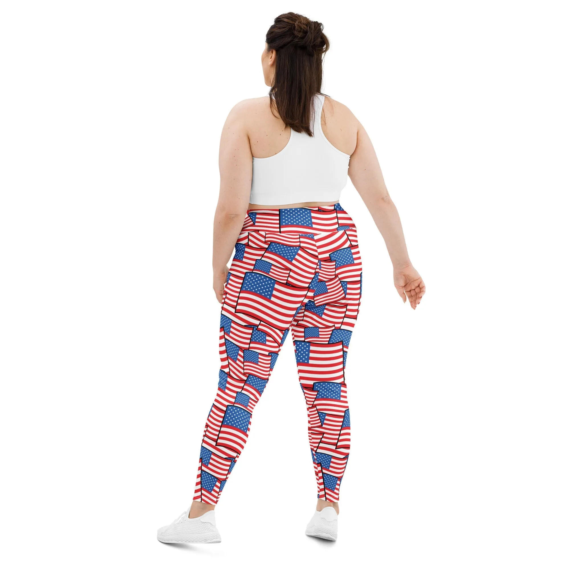 American Flag Pattern Plus Size Leggings