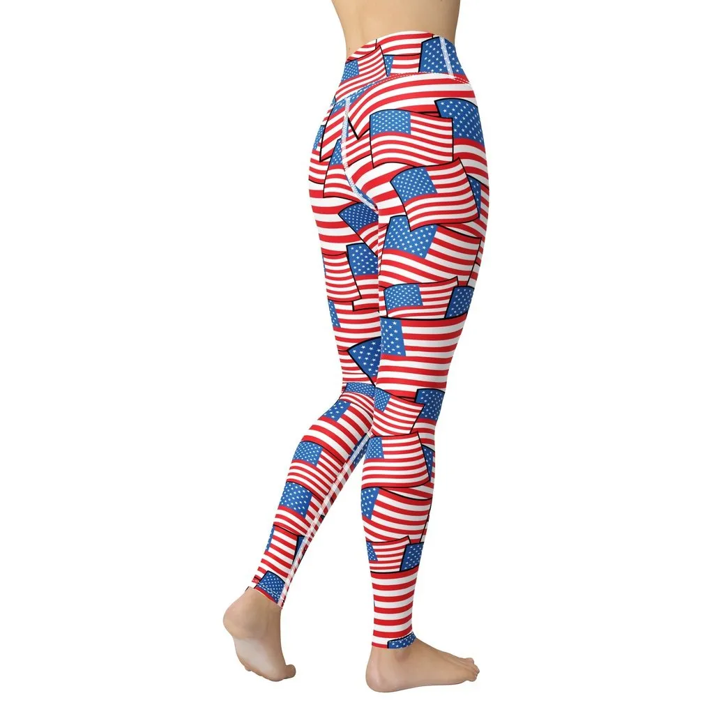 American Flag Pattern Yoga Leggings