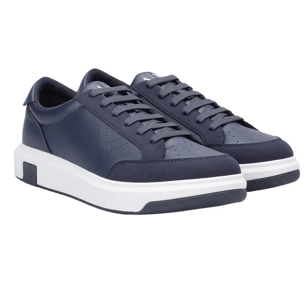 Armani Exchange NAVY Trainers With Suede Inserts | Menswear Online