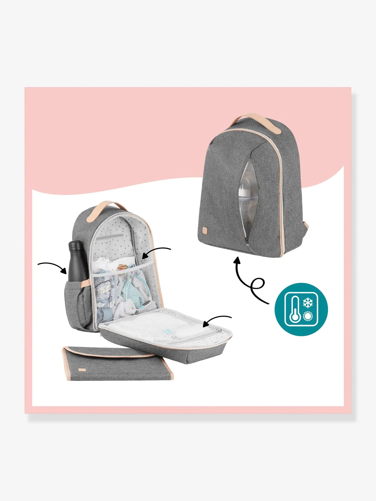 Baby Changing Backpack, Pyla by BABYMOOV - grey