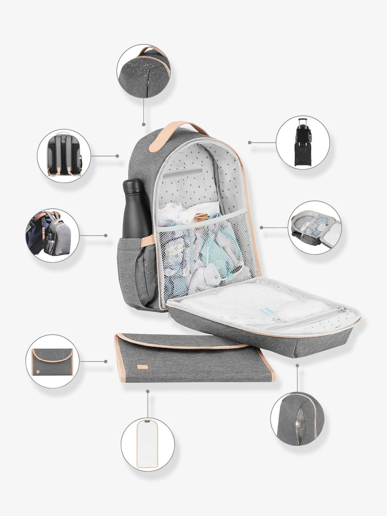 Baby Changing Backpack, Pyla by BABYMOOV - grey