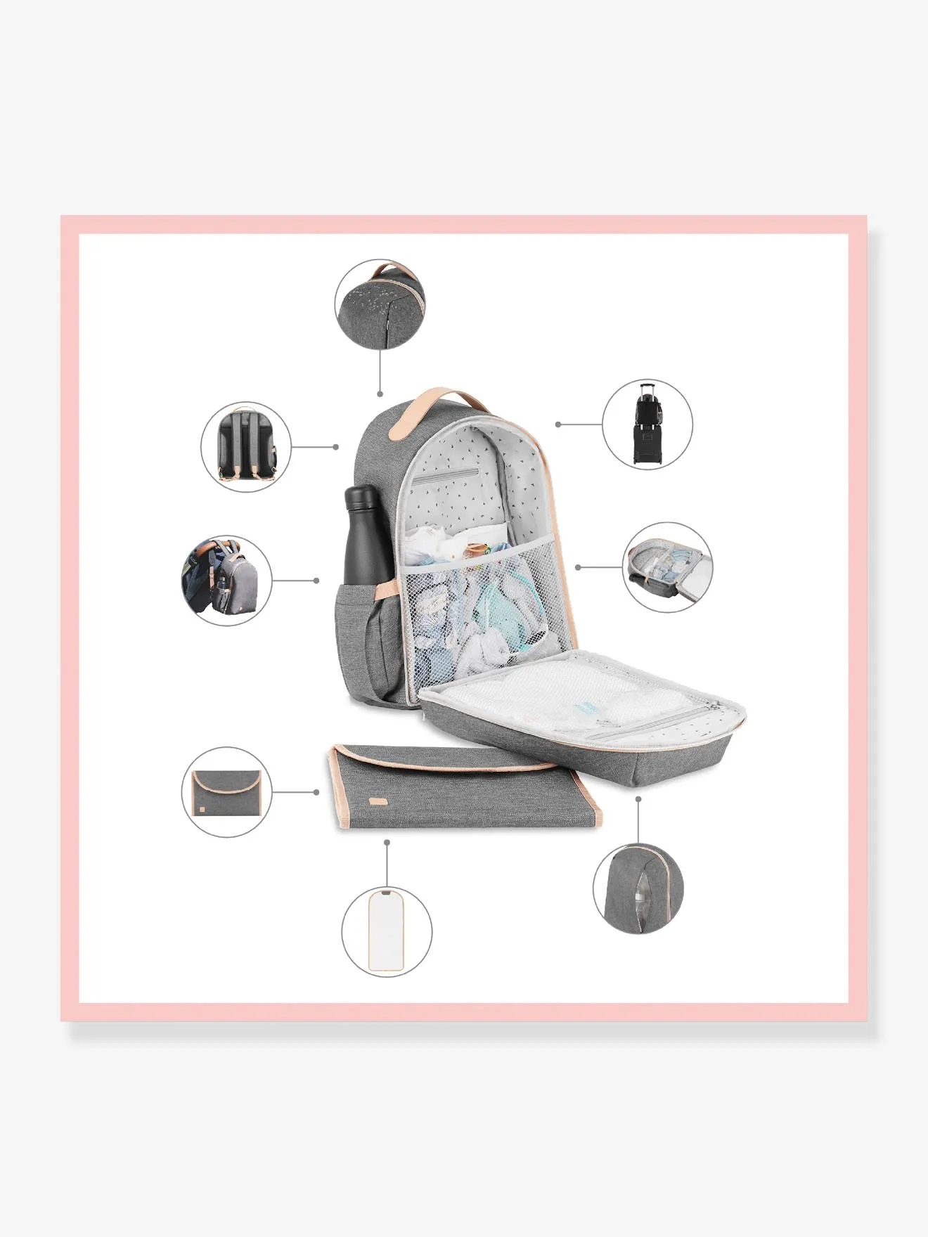 Baby Changing Backpack, Pyla by BABYMOOV - grey