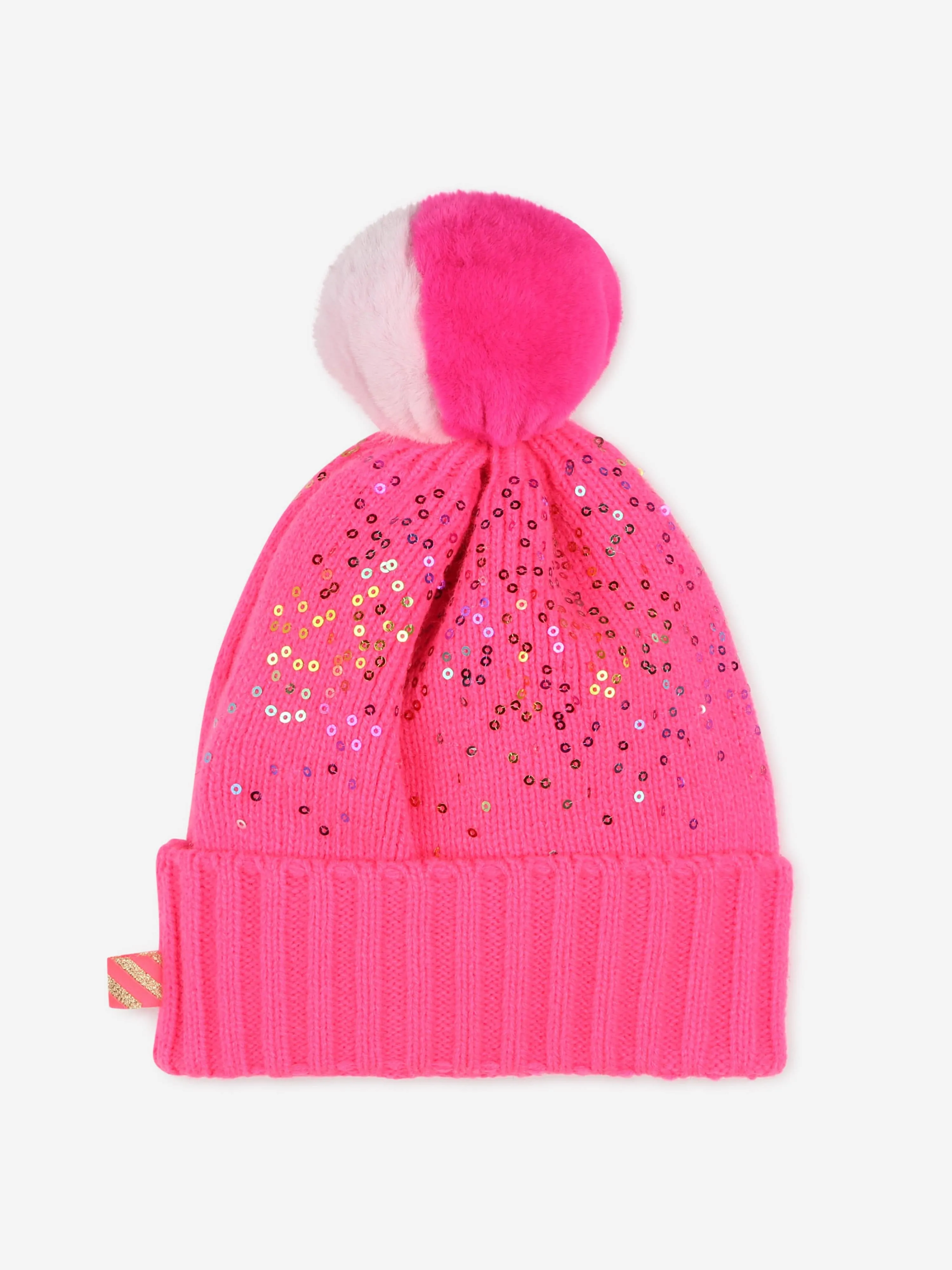 Billieblush Girls Sequin Bobble Hat in Pink