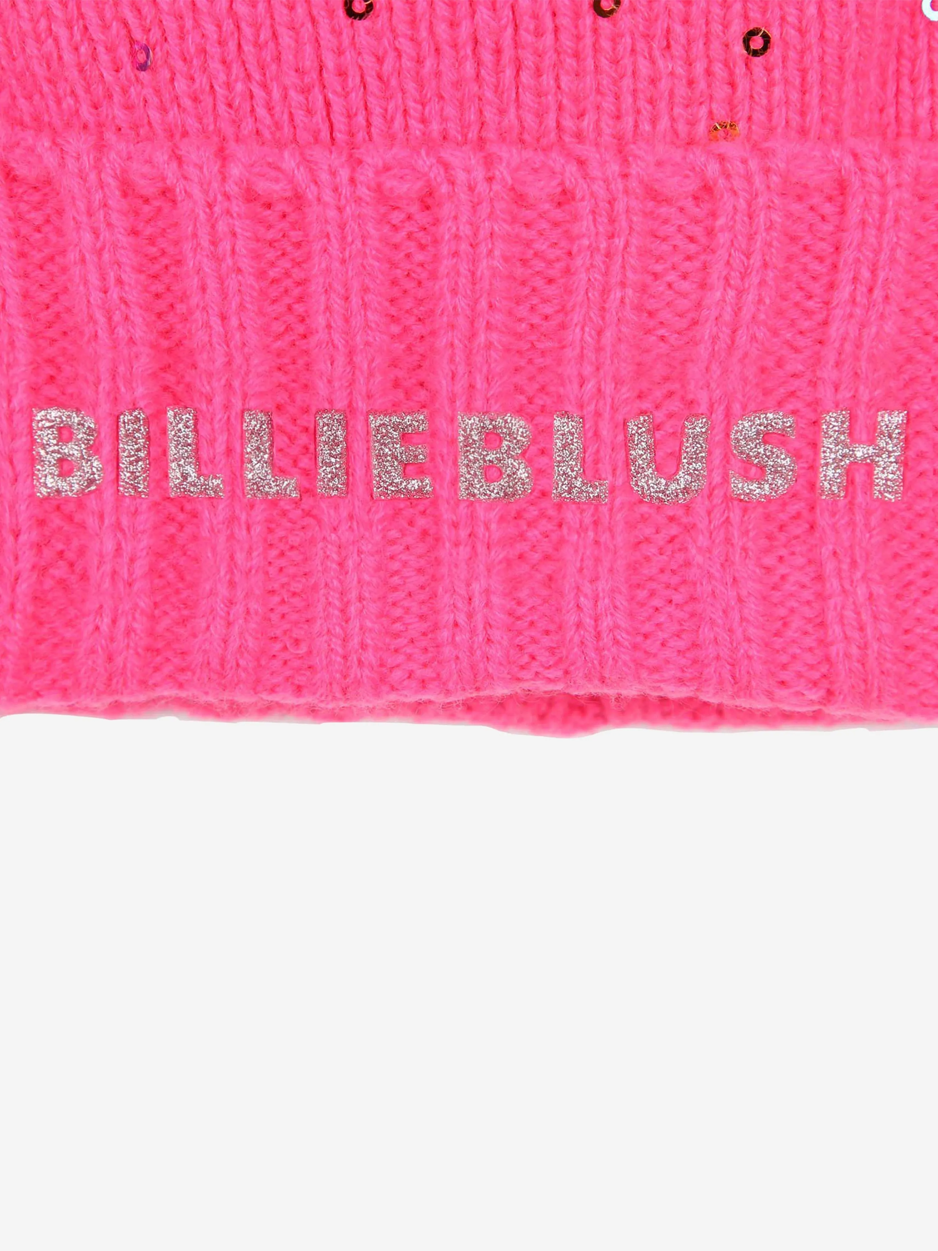 Billieblush Girls Sequin Bobble Hat in Pink