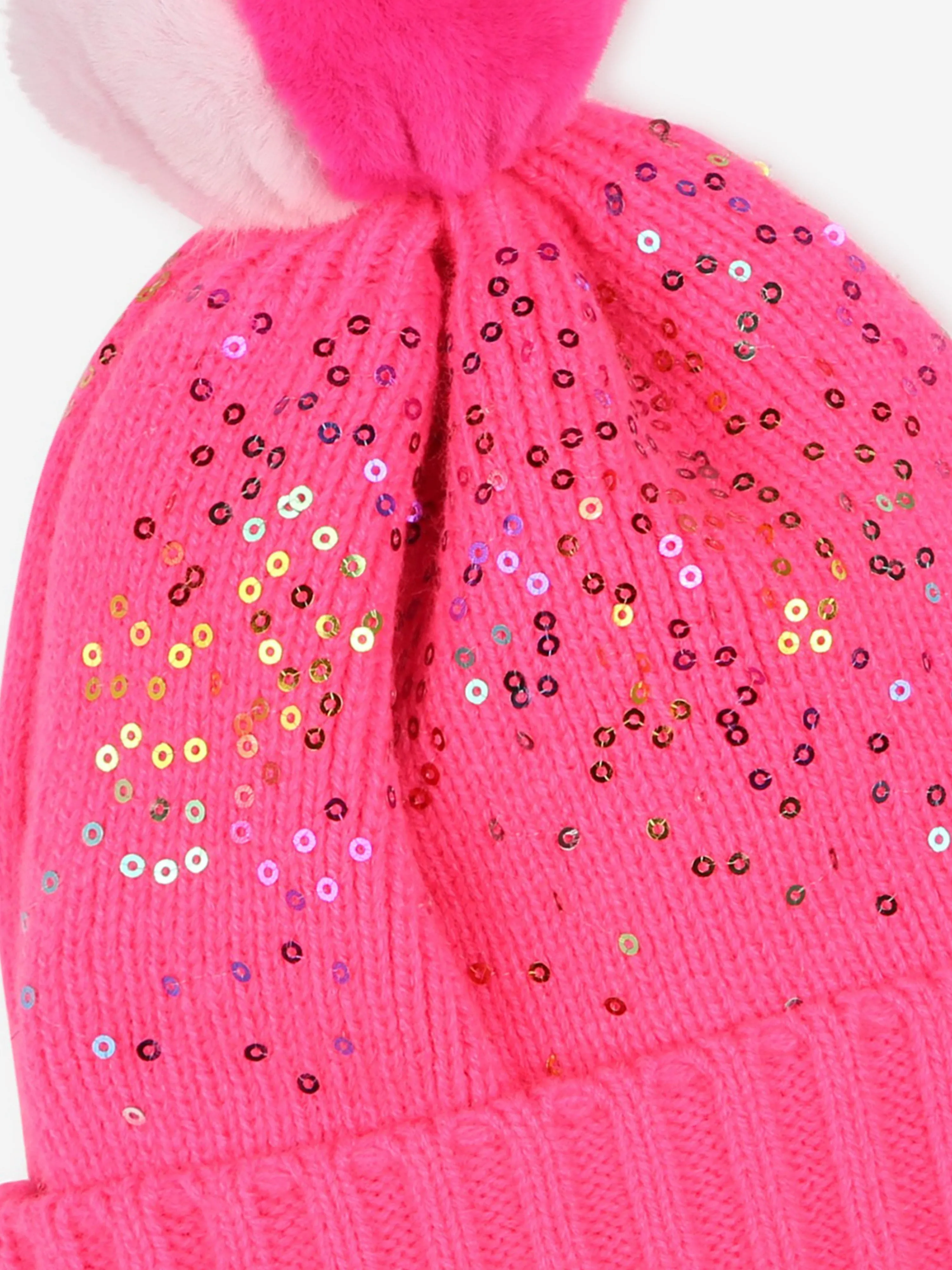 Billieblush Girls Sequin Bobble Hat in Pink