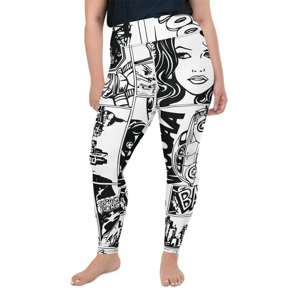 Black & White Comic Book Plus Size Leggings