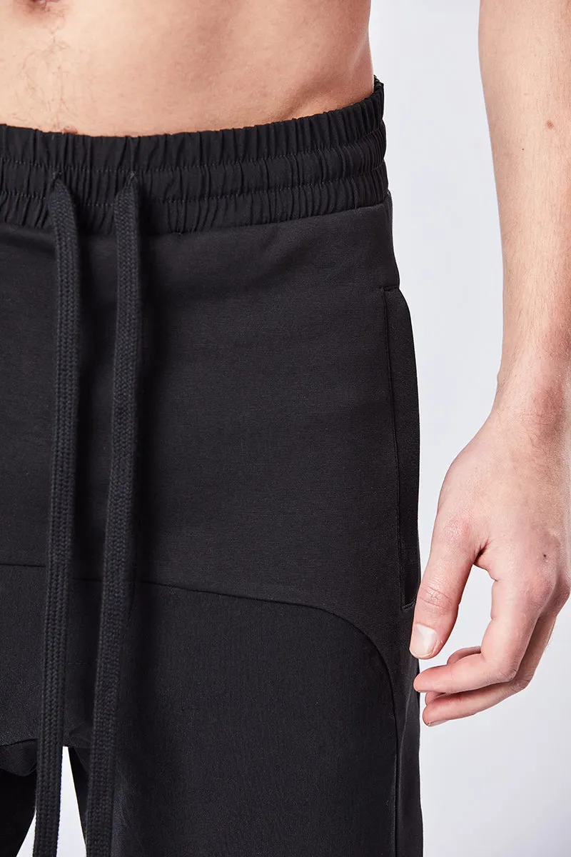 BLACK DROP CROTCH TROUSERS