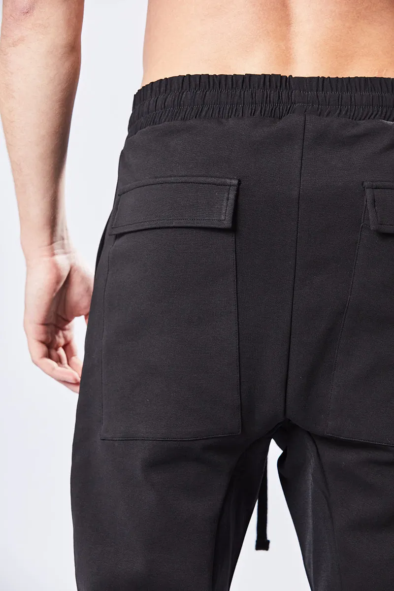 BLACK DROP CROTCH TROUSERS