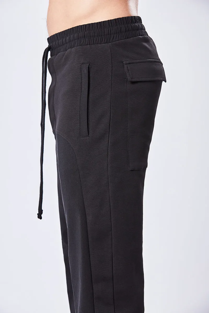 BLACK DROP CROTCH TROUSERS