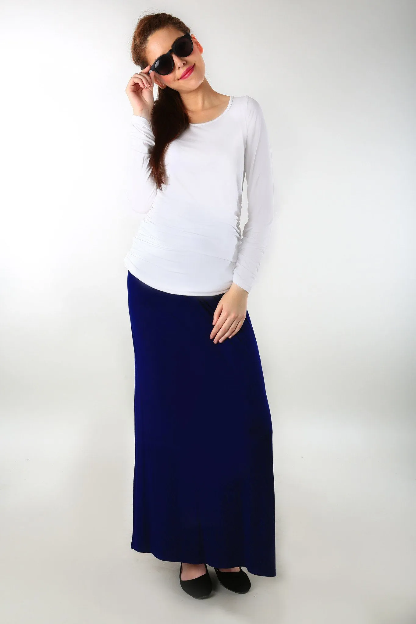 Blue A-Line Maternity Skirt (VISCOSE LYCRA)