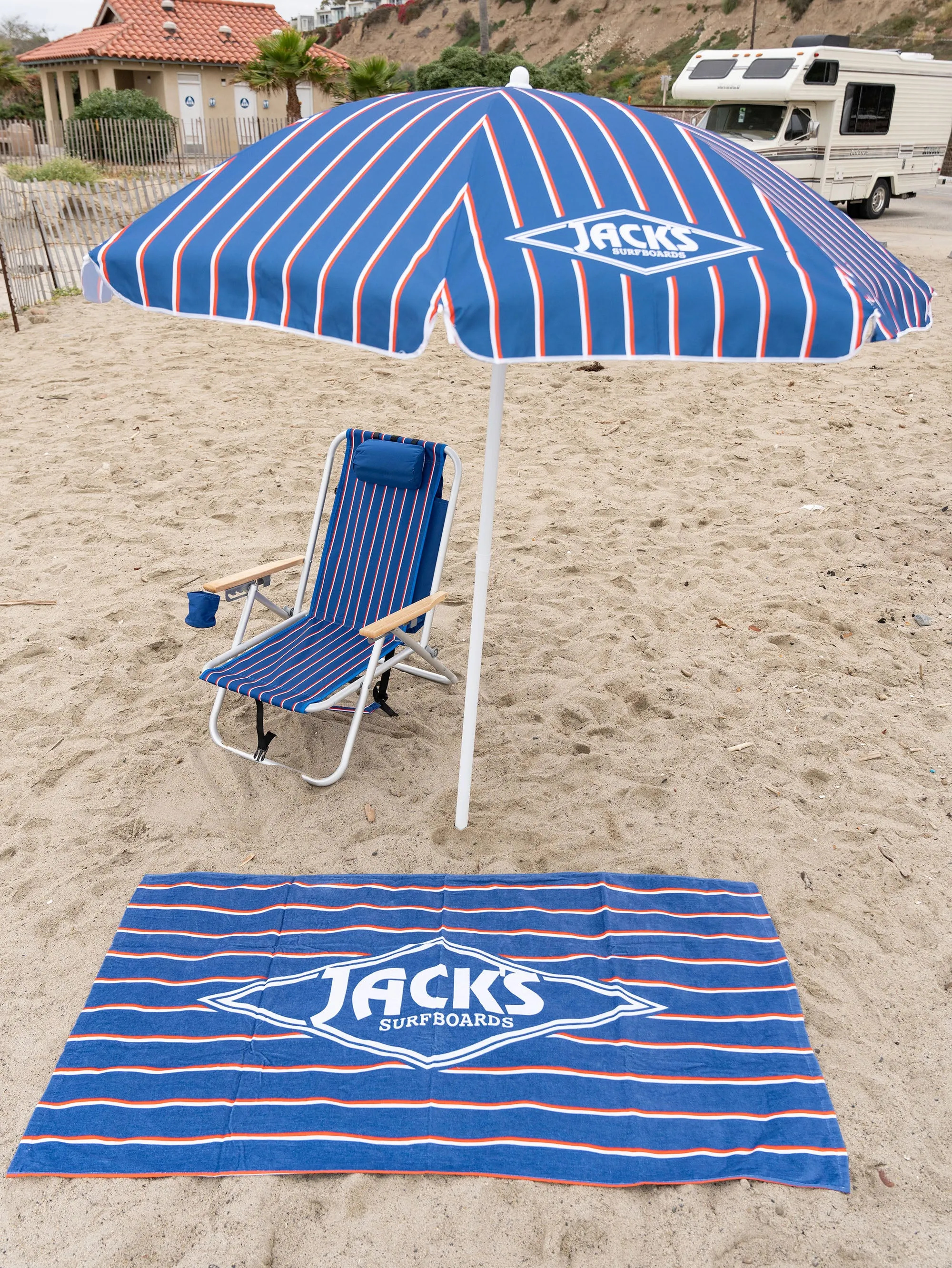 Blue Stripes Beach Umbrella W/ Anchor