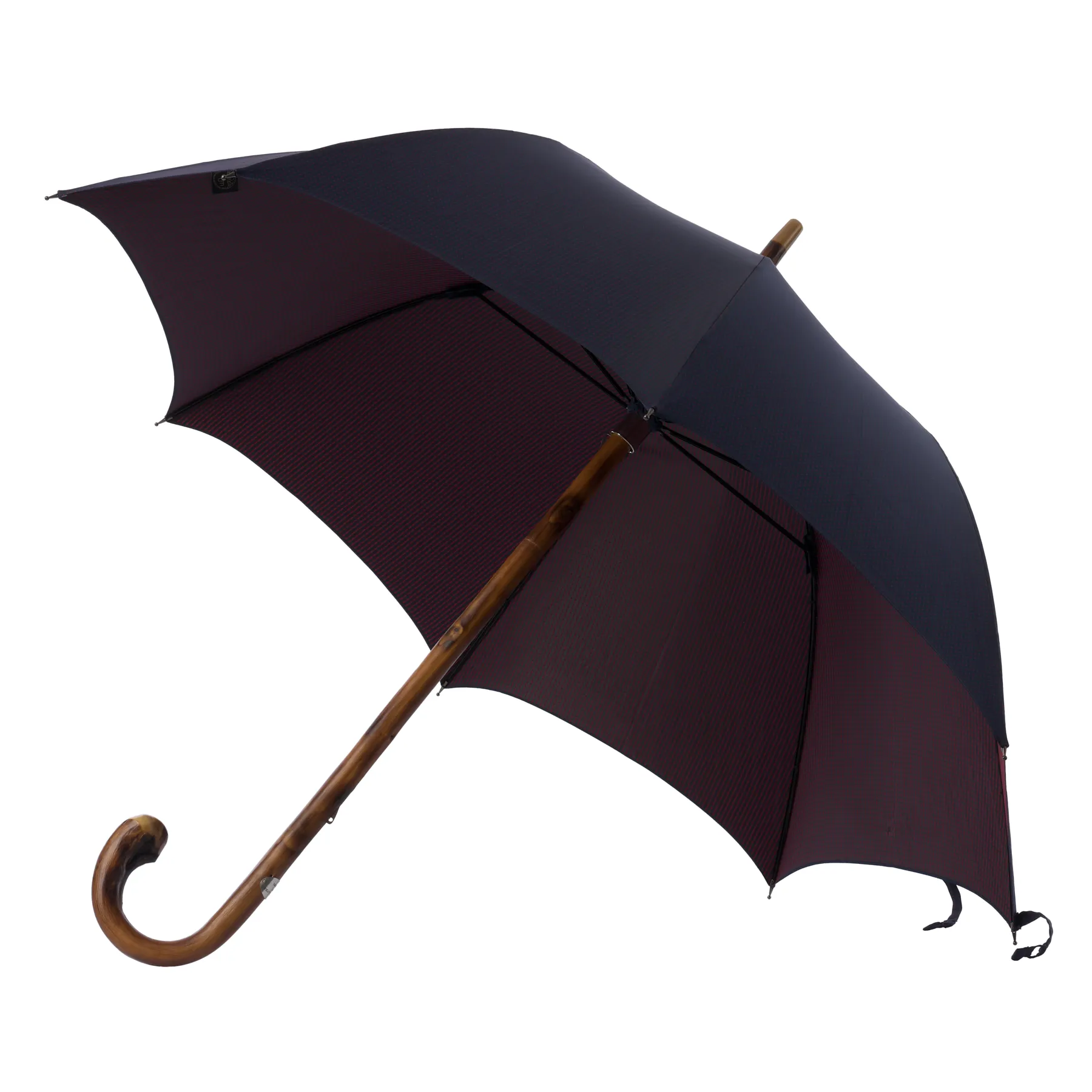  Bontoni Chestnut Wood-Handle Polka Dot Umbrella in Blue