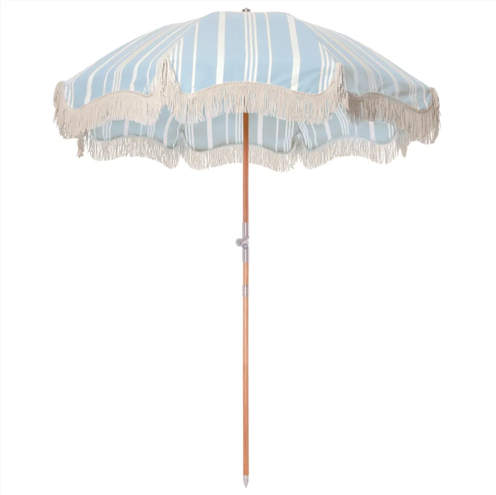 Business & Pleasure - Premium Beach Umbrella - Vintage Blue Stripe-