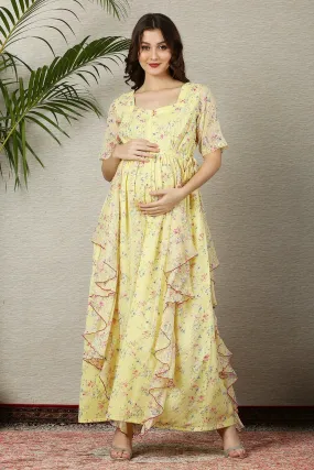 Calm Lemony Floral Maternity Flow Dress