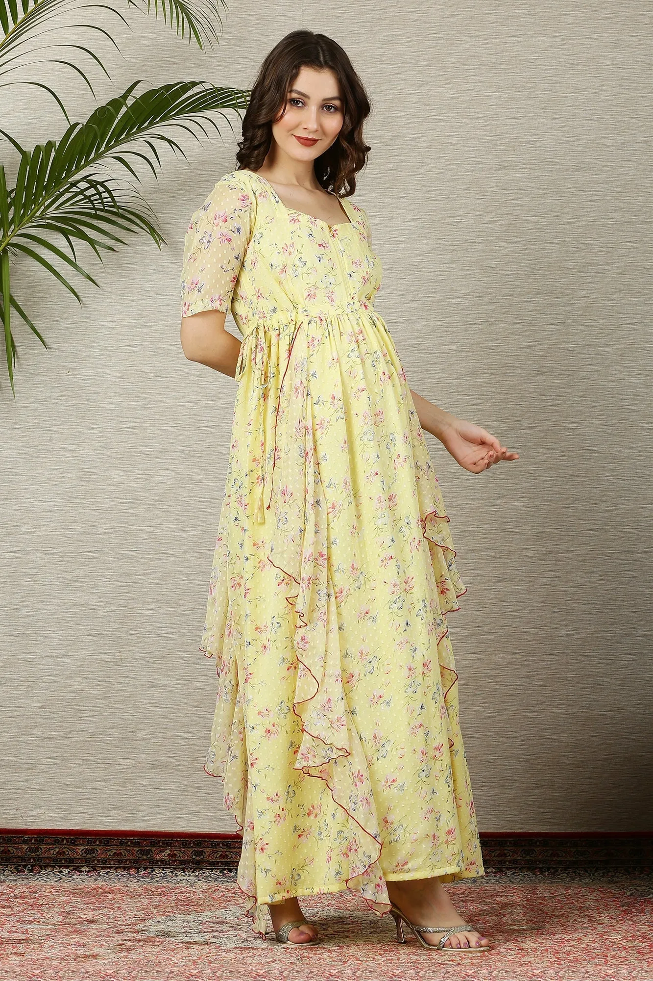 Calm Lemony Floral Maternity Flow Dress