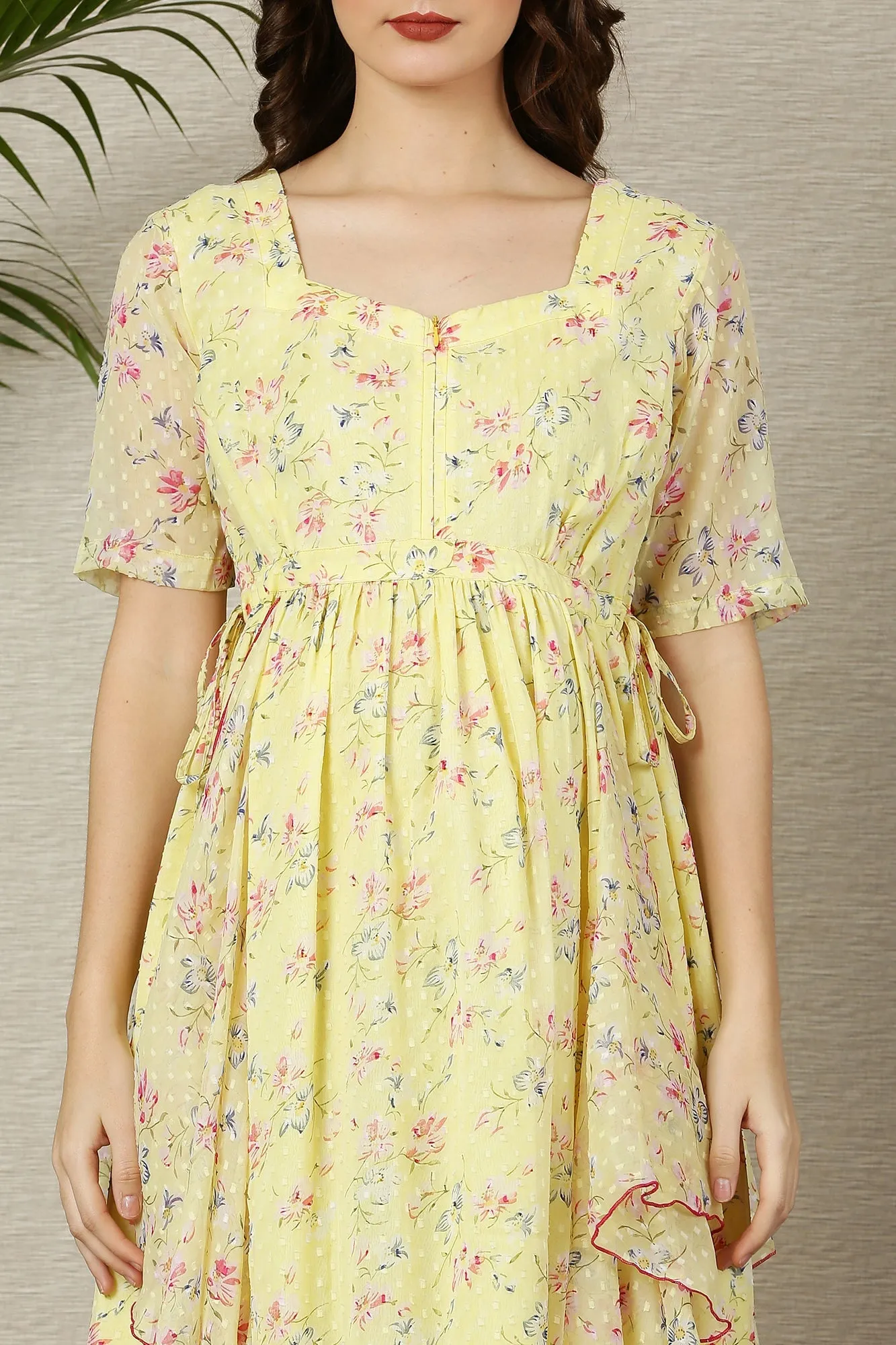 Calm Lemony Floral Maternity Flow Dress