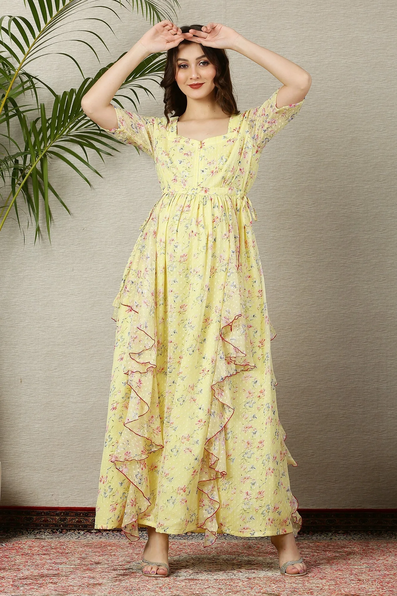 Calm Lemony Floral Maternity Flow Dress