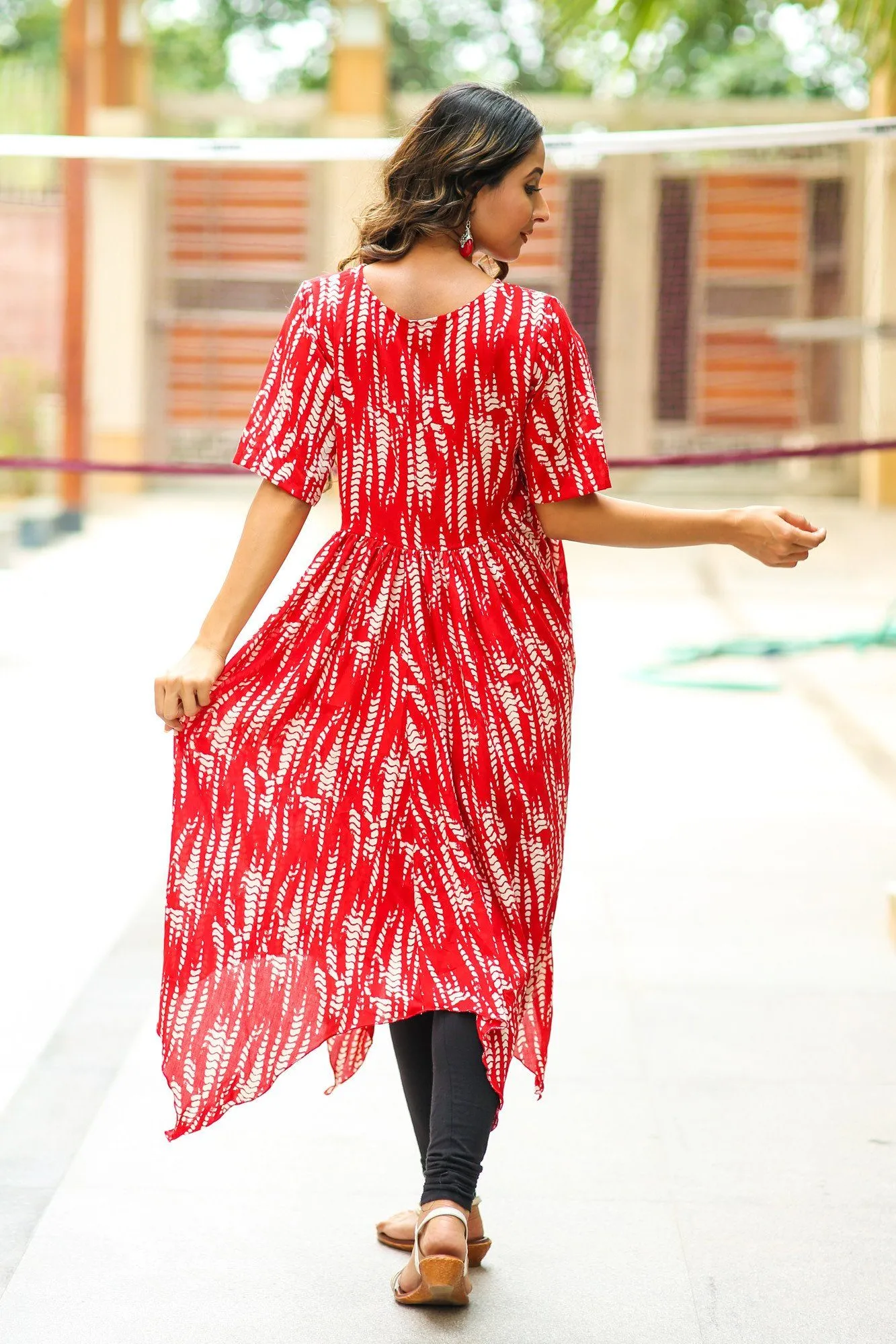 Candy Red Asymmetrical Maternity & Nursing Kurta