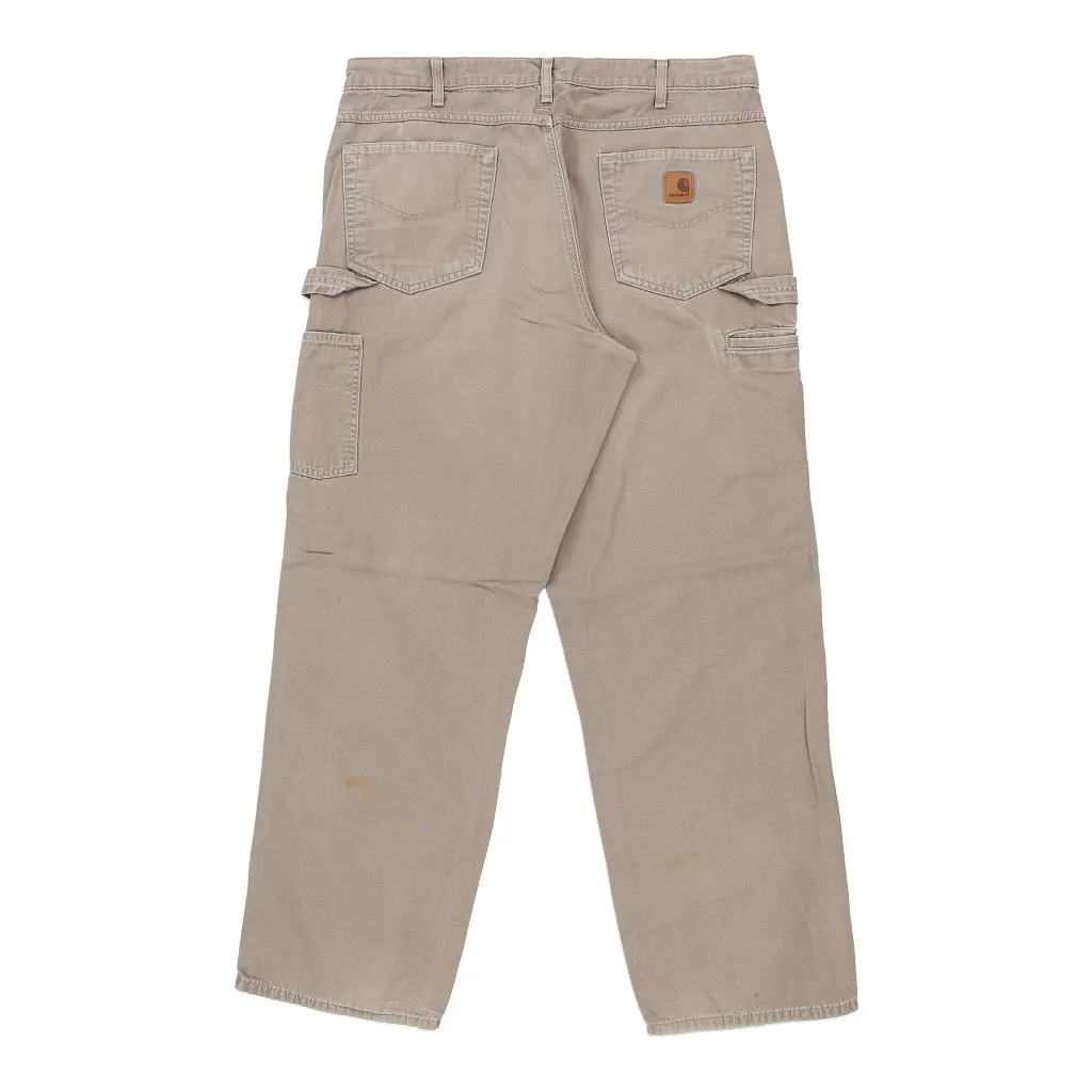 Carhartt Carpenter Trousers - 36W 32L Beige Cotton