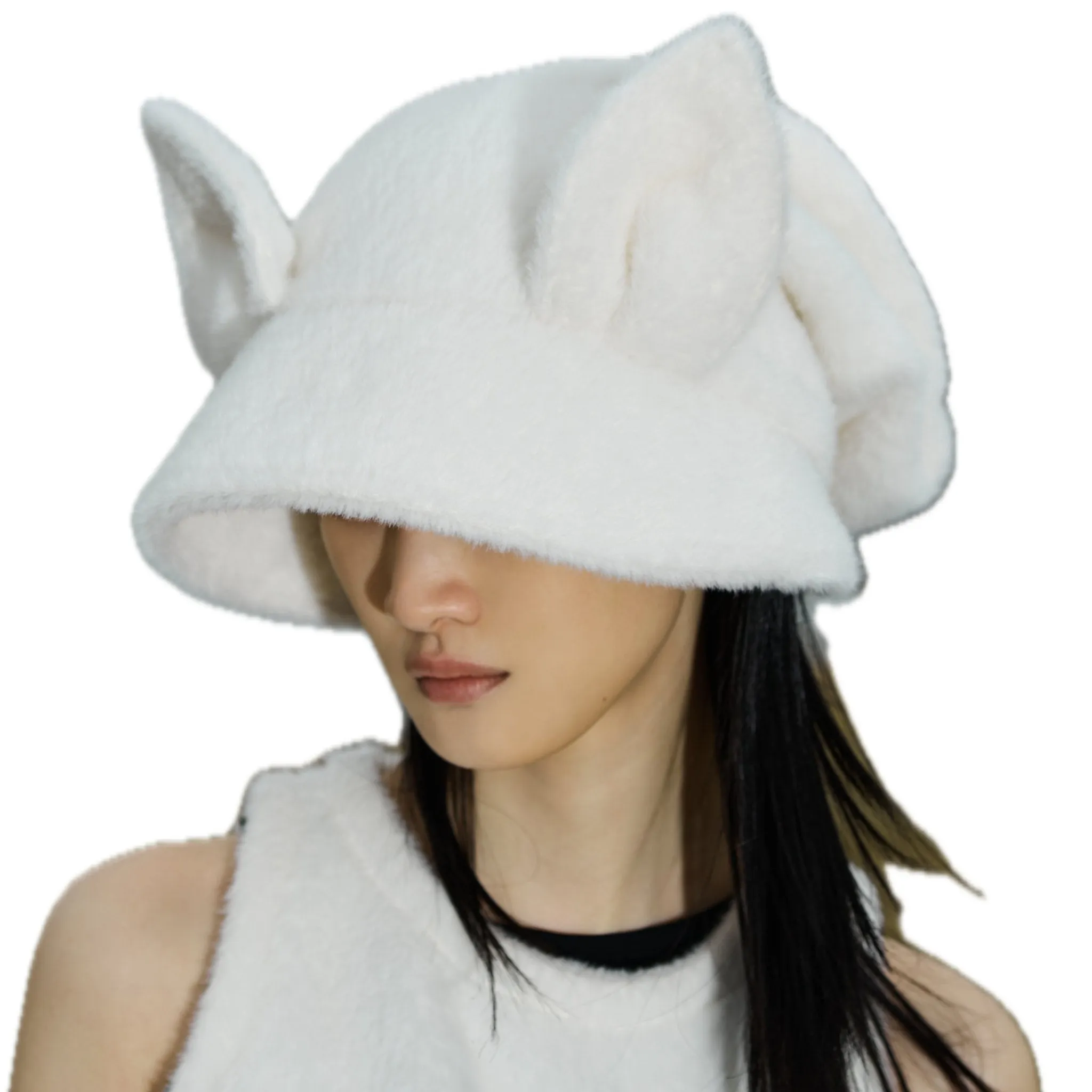 Cat Ears Stacking Hat White-