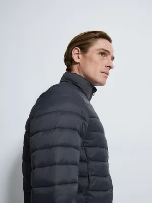 Charcoal Padded Lightweight Funnel Neck Jacket | Men | George at ASDA