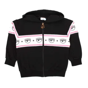 Chiara Ferragni Black Logomania Hoodie Sweatshirt For Girls