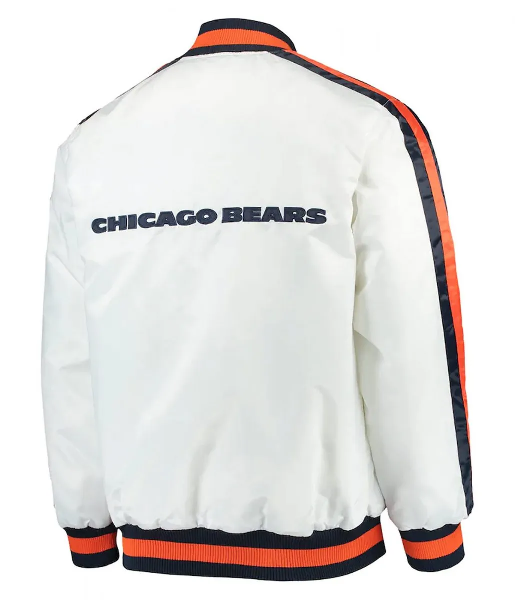 Chicago Bears Throwback D-Line White Full-Snap Satin Jacket